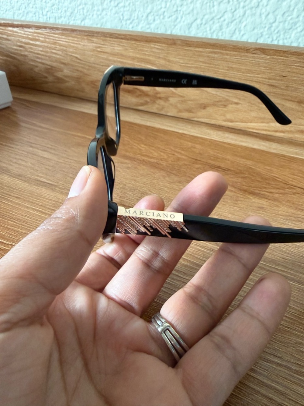 Marciano Black Cat-Eye Glasses with Burgundy Case - Picture 3 of 8